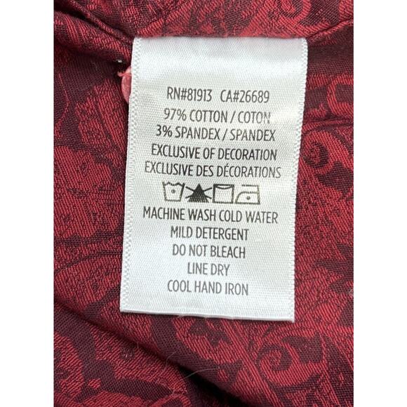 Robert Graham Button Down Shirt Long Sleeve Red Floral Print Burgundy Mens XL - Picture 9 of 9